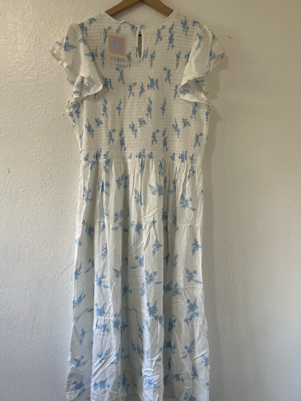 Lula Roe Grace dress white blue floral size XL - Picture 9 of 10